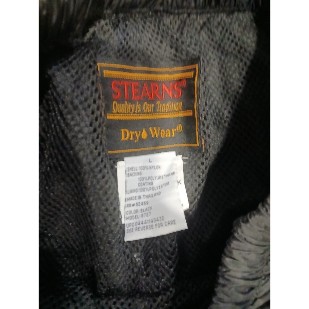 Stearns Dry Wear Pants Mens LARGE Black Rain Mesh Lined Snap Outdoor Waterproof - Picture 3 of 13
